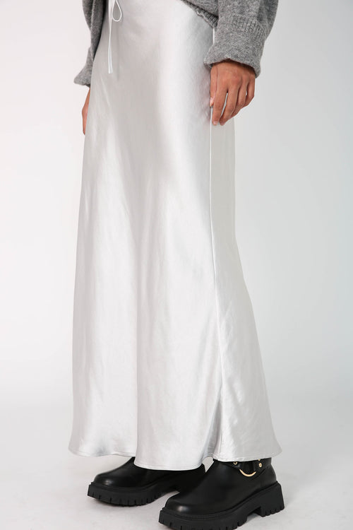 frame bias skirt / silver metallic