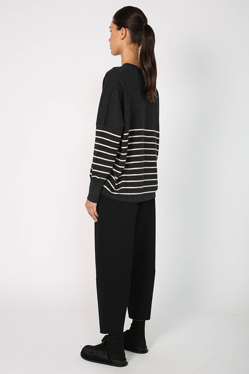 revolver sweater / charcoal|taupe stripe