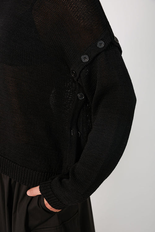 secure buttoned sweater / black