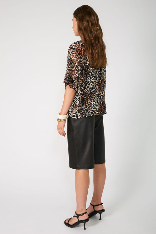 boxed tee / black|brown cheetah print