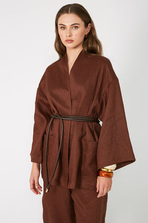 reward tie jacket / copper chocolate