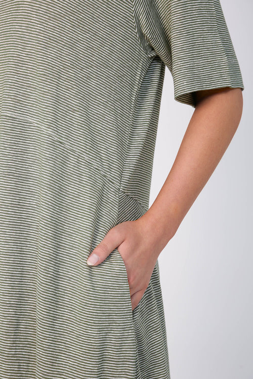 spin dress / khaki|white stripe