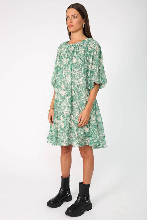 gallery dress / green|cream paisley print
