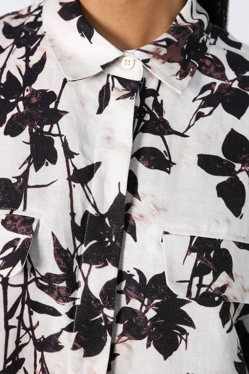 carved shirt / natural|chocolate floral