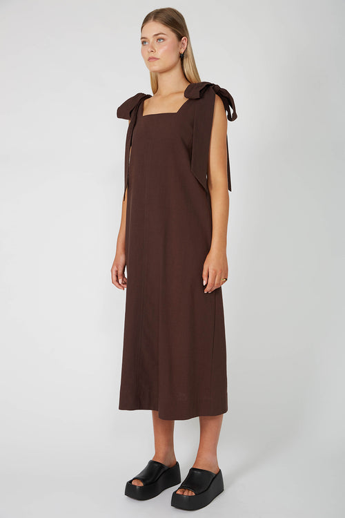 bowie midi dress / chocolate brown
