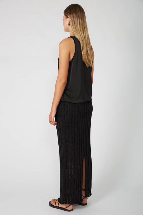 laddered maxi skirt / black