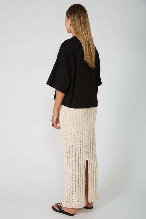 laddered maxi skirt / ecru natural