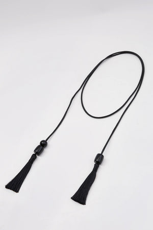 tassel lariat necklace / black