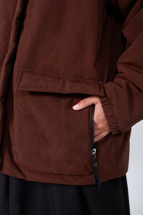 braced puffa jacket / chocolate brown