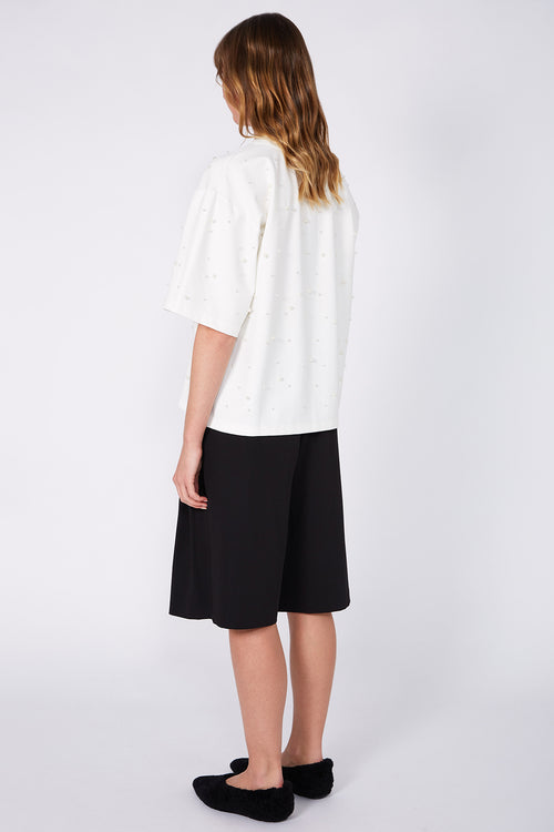 ornamental short sleeve top / ivory
