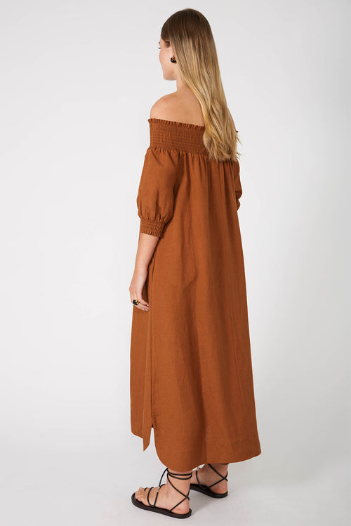 gale dress / brass brown