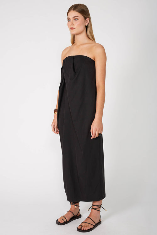 inclined bandeau dress / black