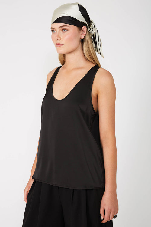 polka dot scarf / black|ivory