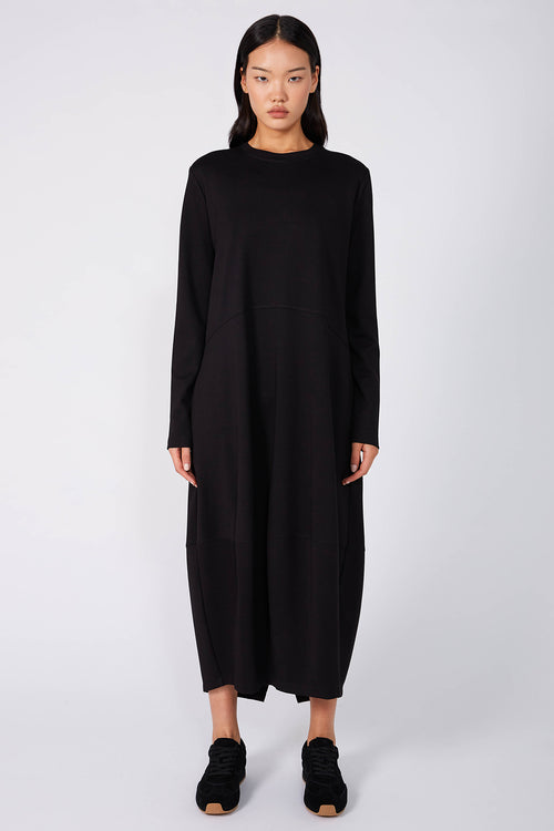 spin long sleeve ponte dress / black|black