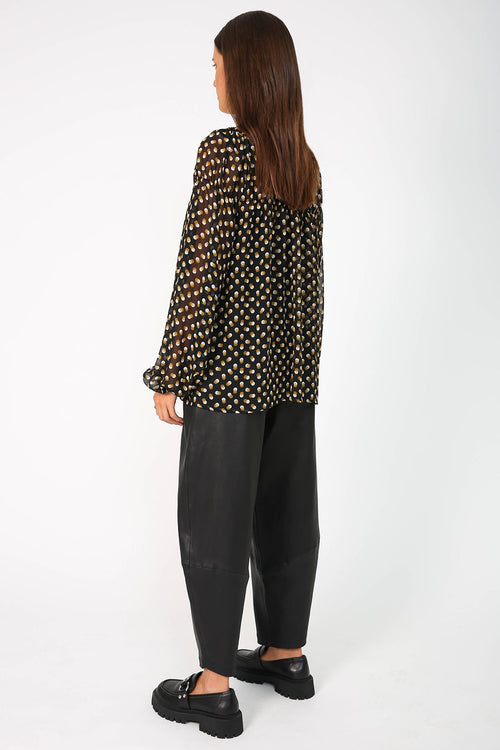 gallery long sleeve top / black|camel spot