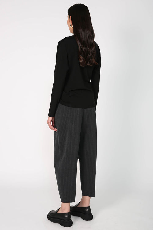 barrel pant / charcoal|white pinstripe