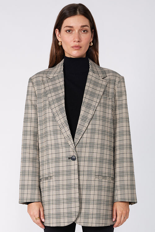 tabard blazer / natural|khaki|black plaid