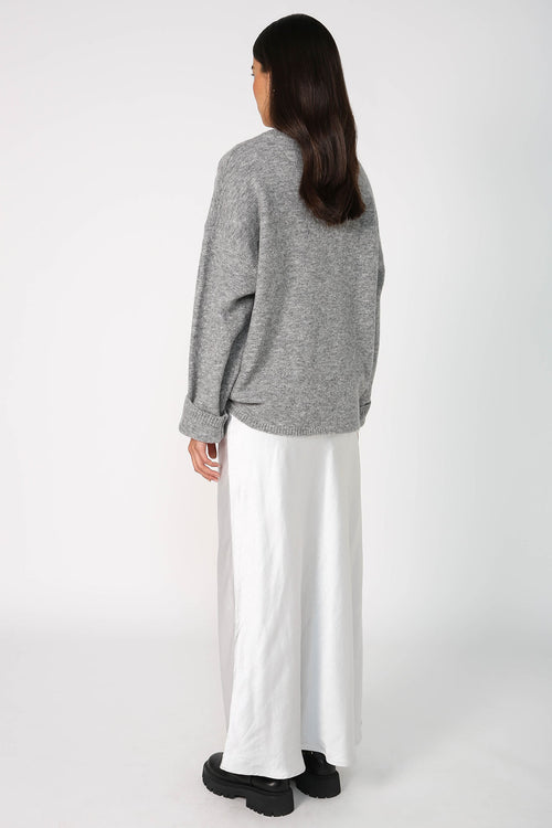 frame bias skirt / silver metallic