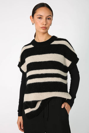 upbeat stripe vest / black|natural stripe