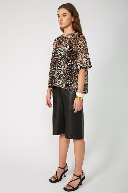 boxed tee / black|brown cheetah print