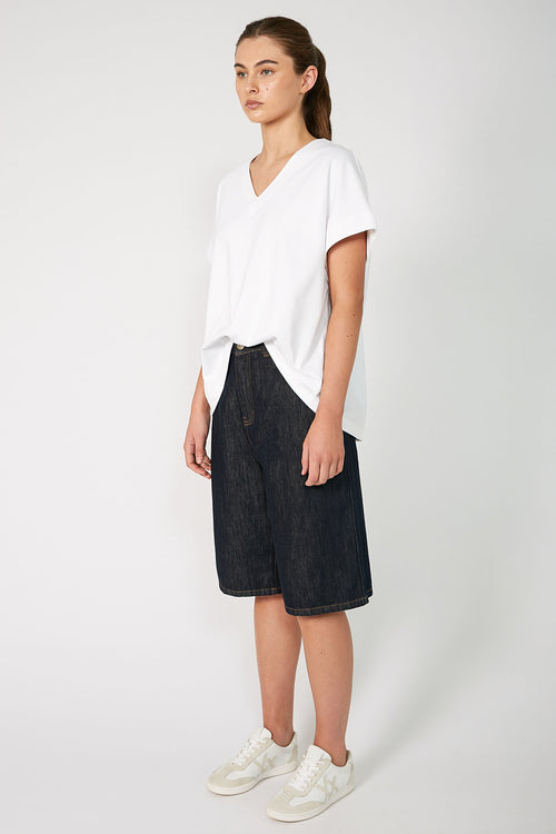 furtive denim short / indigo blue denim