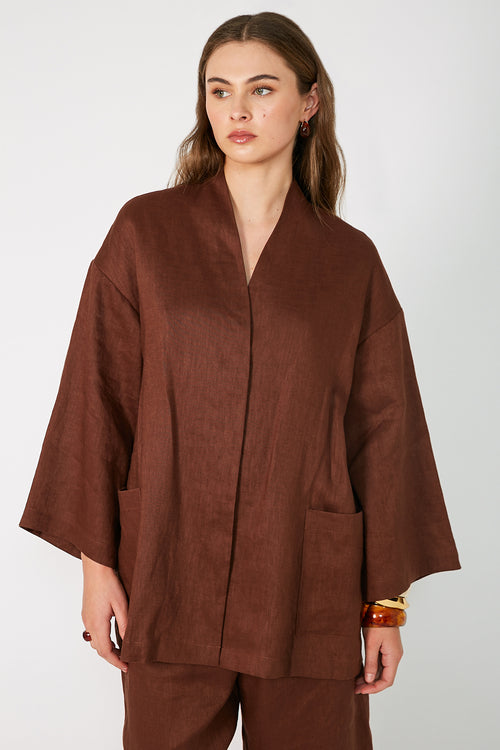 reward tie jacket / copper chocolate