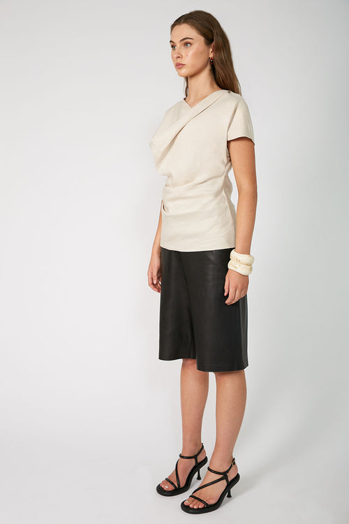 torrent short sleeve top / sand beige