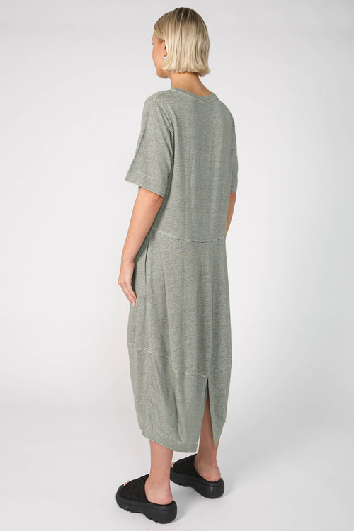spin dress / khaki|white stripe
