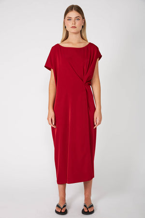 contract midi dress / dark red