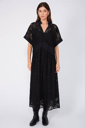 bevel lace midi dress / black lace