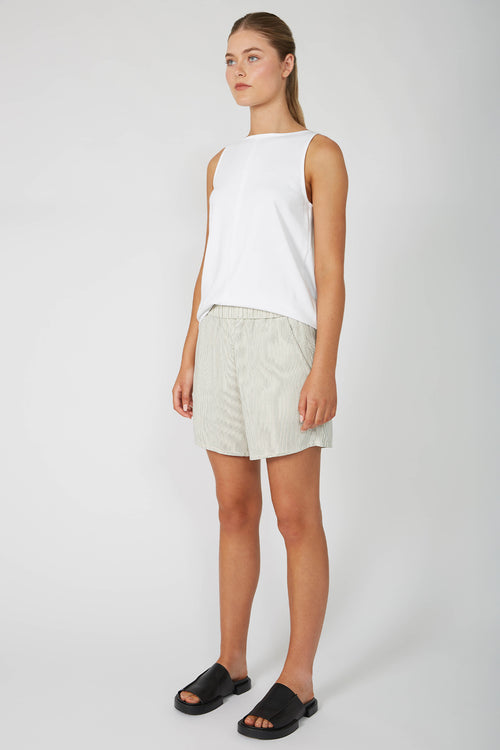 actually denim short / ecru|black pinstripe