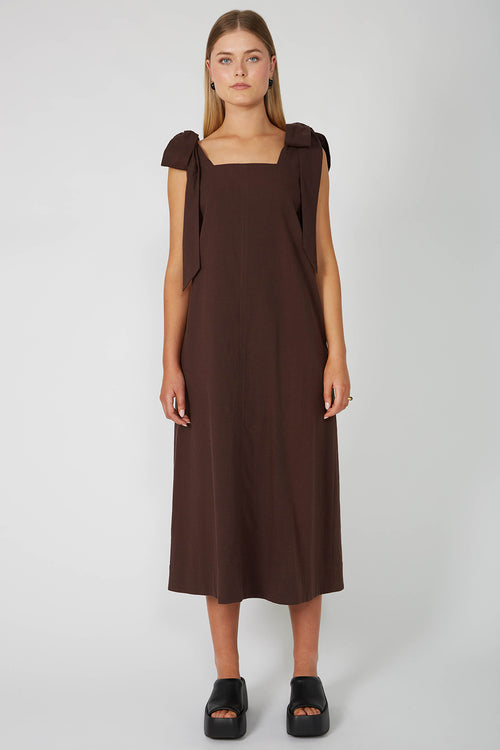 bowie midi dress / chocolate brown