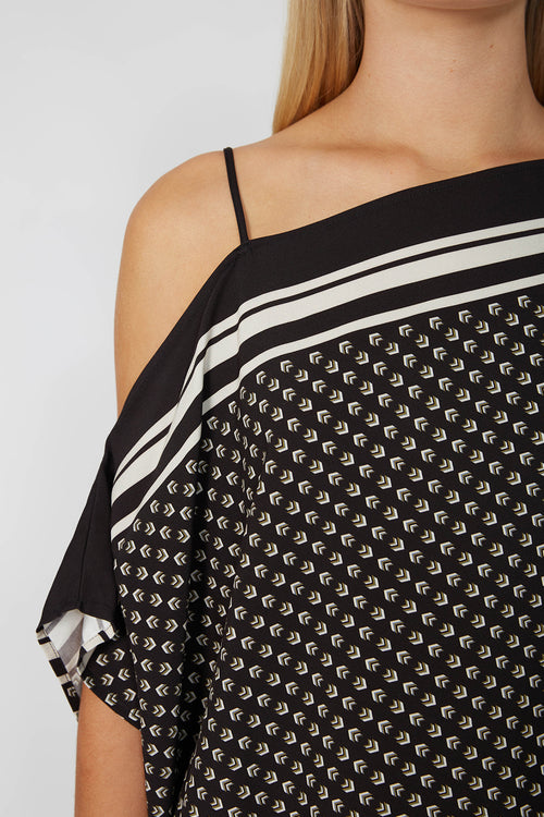 ethereal cape top / black border print