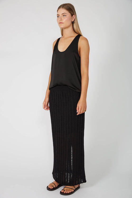 laddered maxi skirt / black