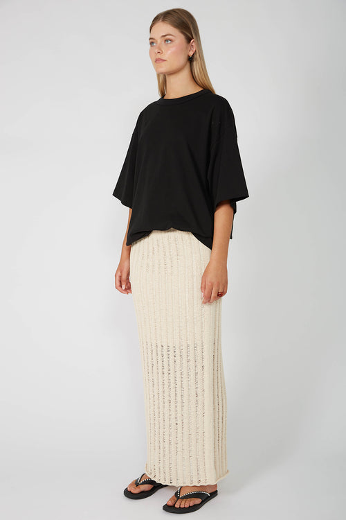 laddered maxi skirt / ecru natural