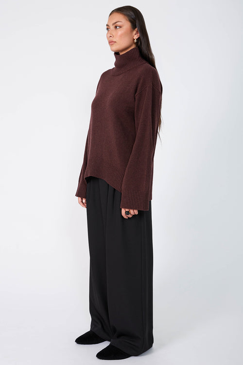 arched polo sweater / dark sangria red