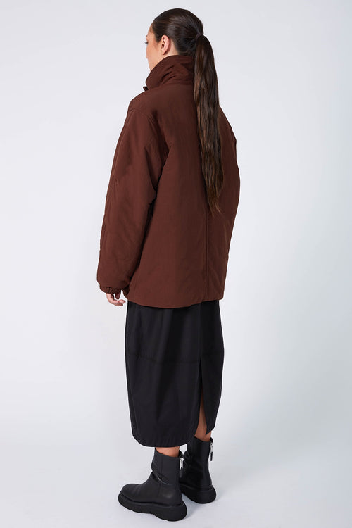 braced puffa jacket / chocolate brown