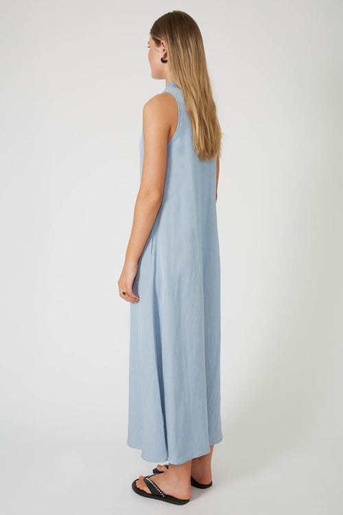 funnelled dress / smokey blue