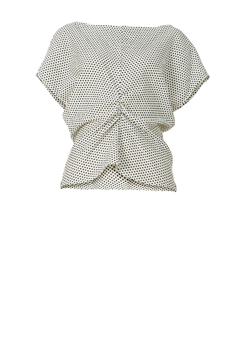 pierce short sleeve top / ivory|black polka dot