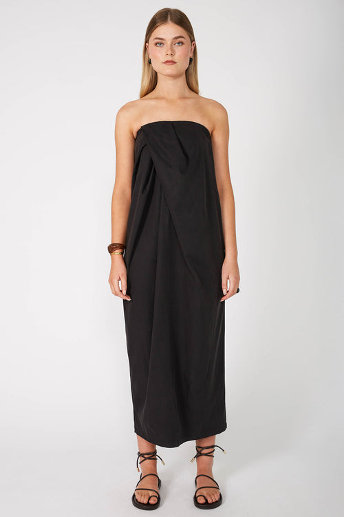 inclined bandeau dress / black