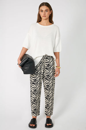dessa pant / natural|black abstract zebra