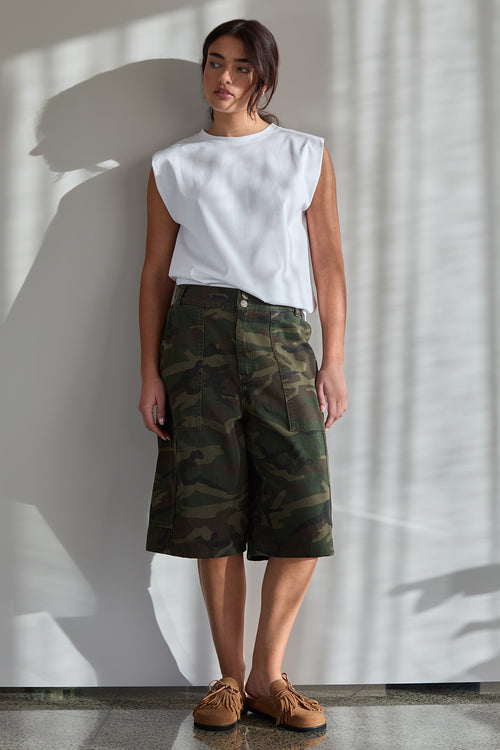 inquiry denim short / khaki camo denim