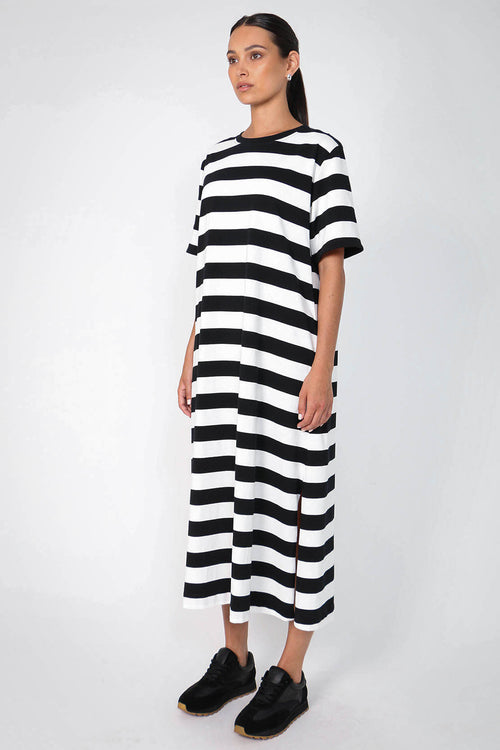 modes maxi dress / white|black stripe