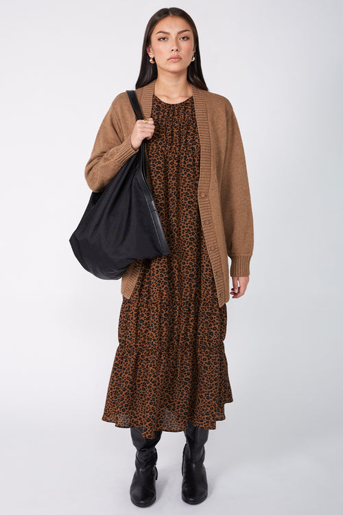 section dress / toffee|black animal print
