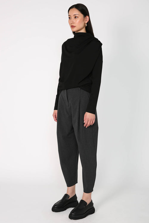 barrel pant / charcoal|white pinstripe