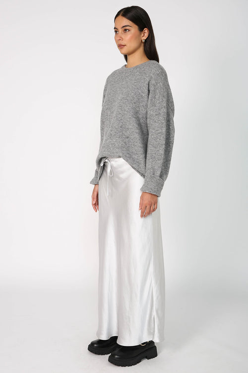 frame bias skirt / silver metallic