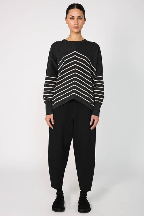 revolver sweater / charcoal|taupe stripe