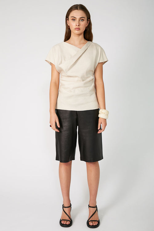 torrent short sleeve top / sand beige