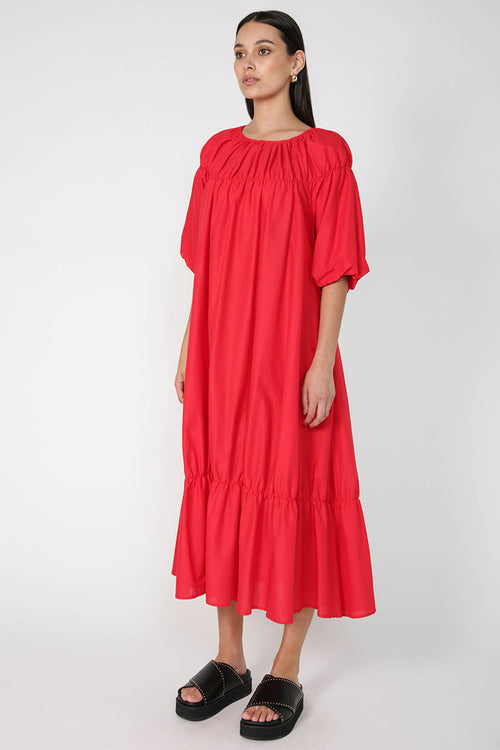 gallery midi dress / red