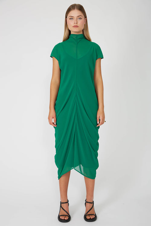cove cap sleeve dress / emerald green